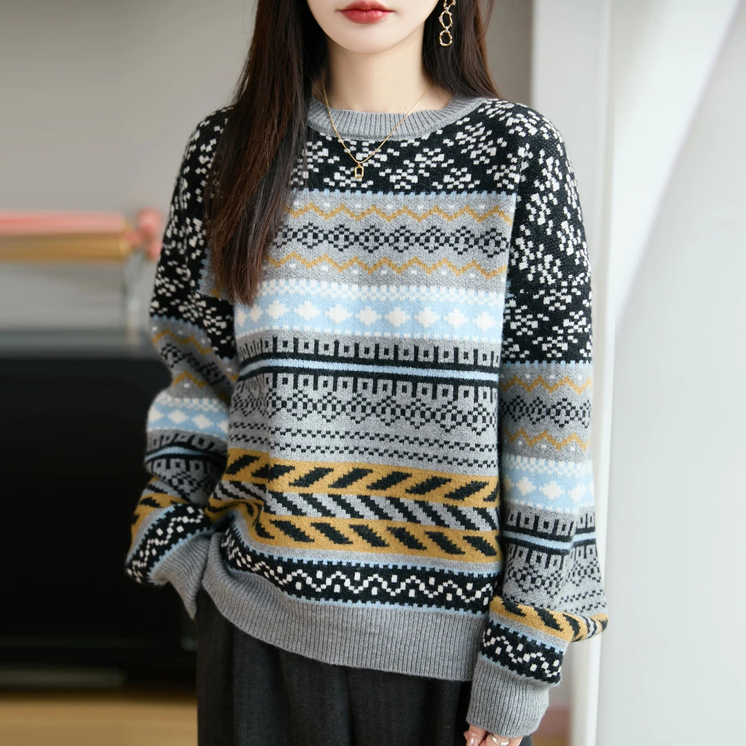 高端大码女装胖mm秋冬高级感费尔岛女士毛衣高级感内搭针织打底衫