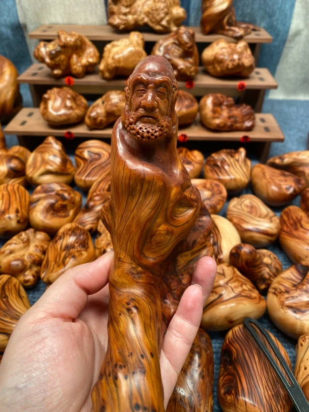 北太行崖柏陈化瘤花达摩雕刻摆件