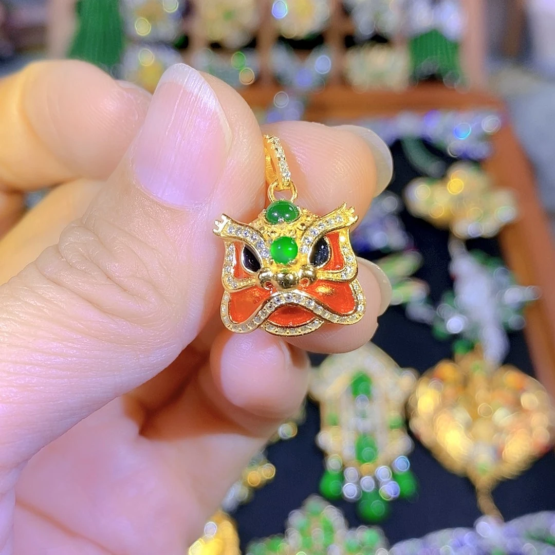 吊坠(不含链)银S925镶嵌翡翠