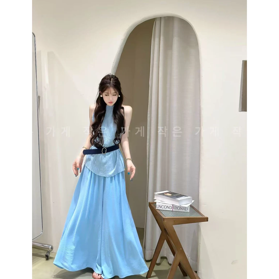 夏季时尚一整套女装2025新款爆款高级感无袖上衣高腰半身裙两件套