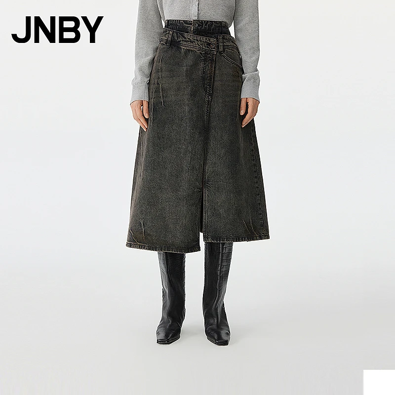 JNBY/江南布衣春秋牛仔半身裙A型开衩中长款通勤简约5P1D13850