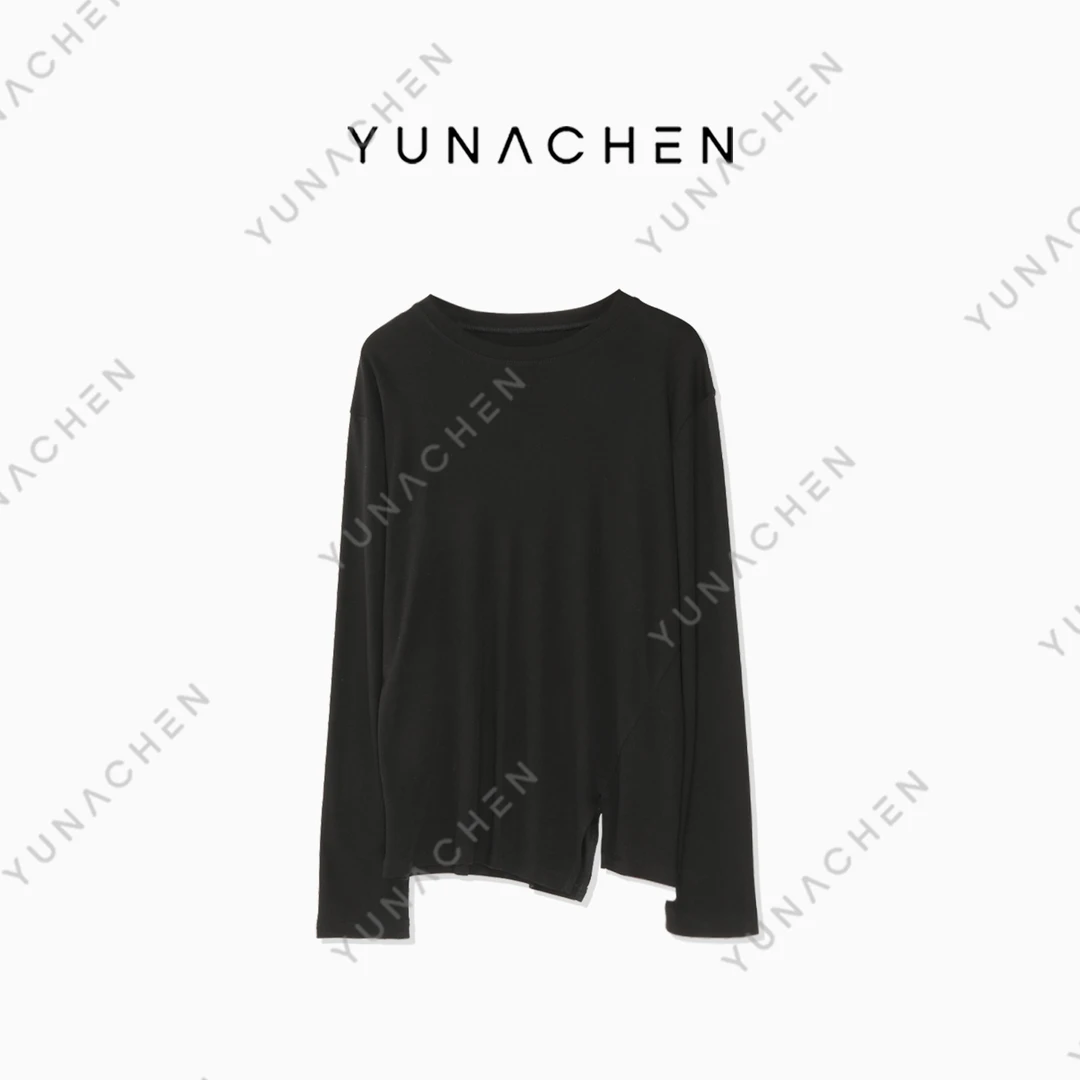 【薄荷清凉】C15时尚气质休闲不规则长袖女T恤421-W24033SS