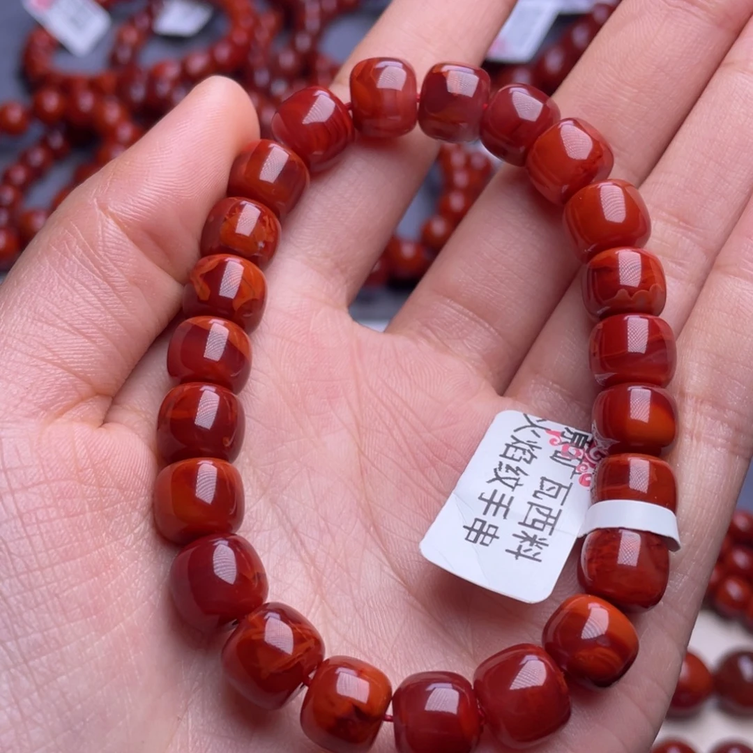 南红玛瑙未镶嵌其他（原矿）9➕收藏级瓦西牛血红火焰老型手串