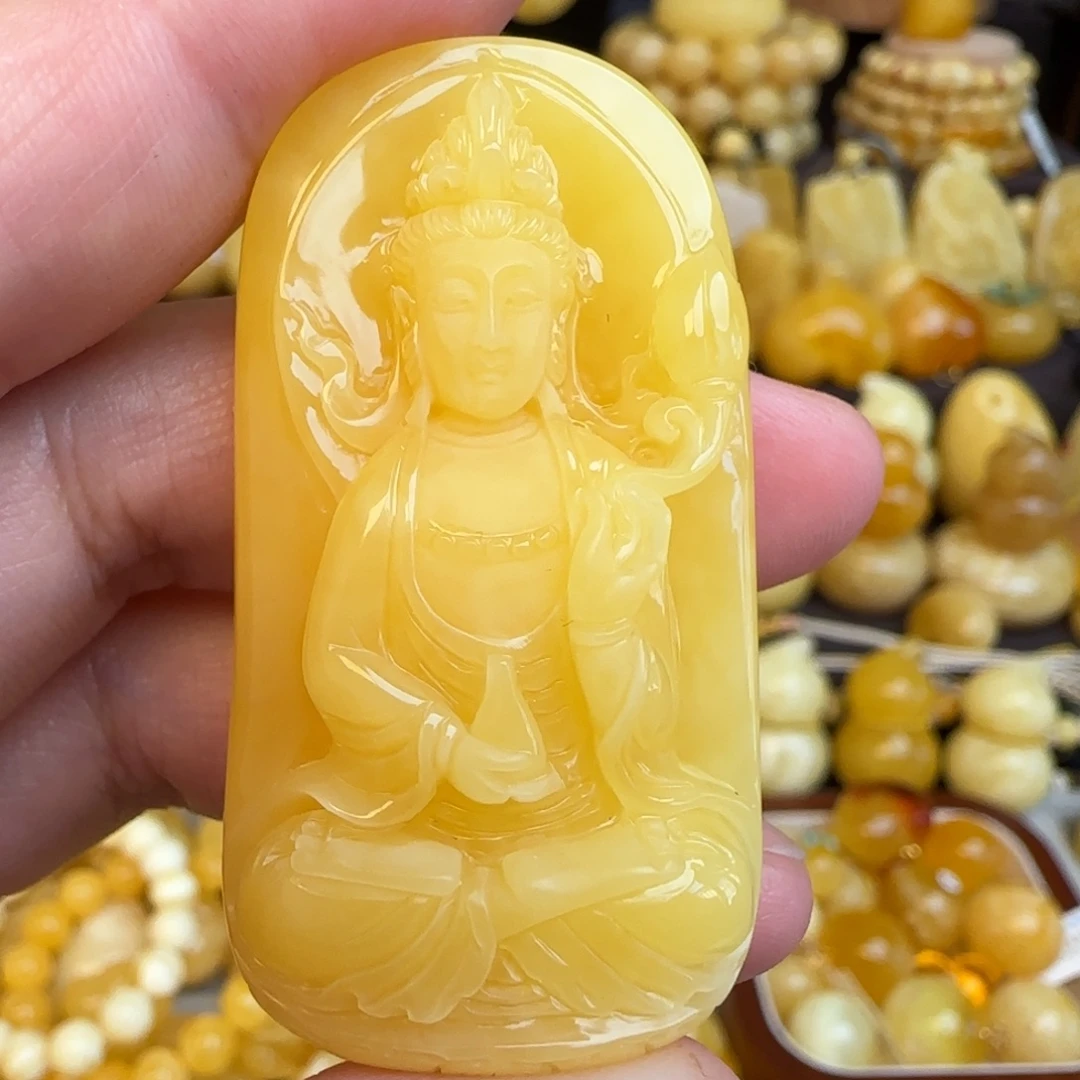 琥珀未镶嵌吊坠(不含链)焦皮料蜜蜡观音吊坠