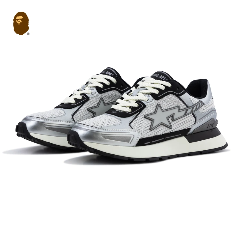 BAPE CROSS STA 男鞋25春夏网面拼接撞色星标运动鞋休闲鞋191318O