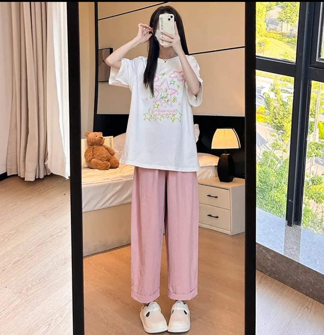 【新款】单裤子服装时尚百搭气质休闲显瘦宽松女装9207[W]