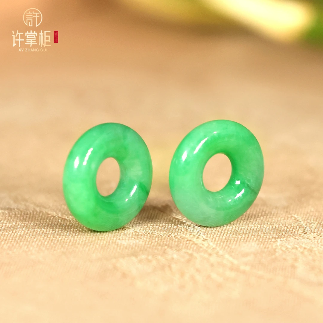 许掌柜｜翡翠甜甜圈耳扣配饰天然缅甸翡翠A货DIY耳饰优雅百搭气质