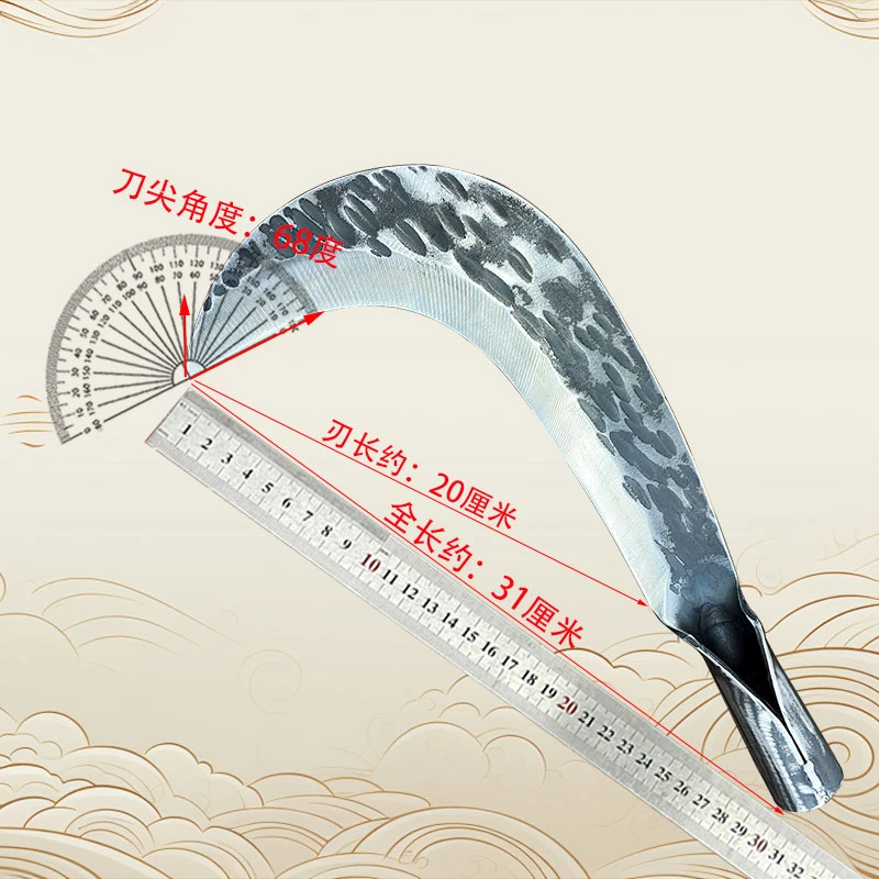 家用镰刀割草刀纯手工锻打弯刀砍割两用除草廉刀收割玉米勾刀全钢