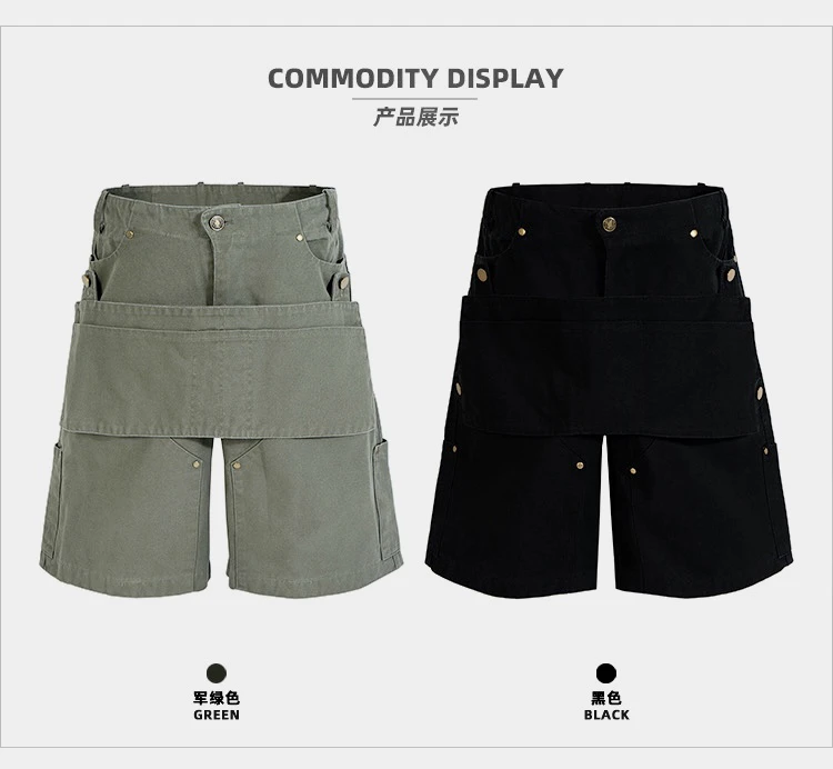 可拆卸机能风园丁作业双膝短裤