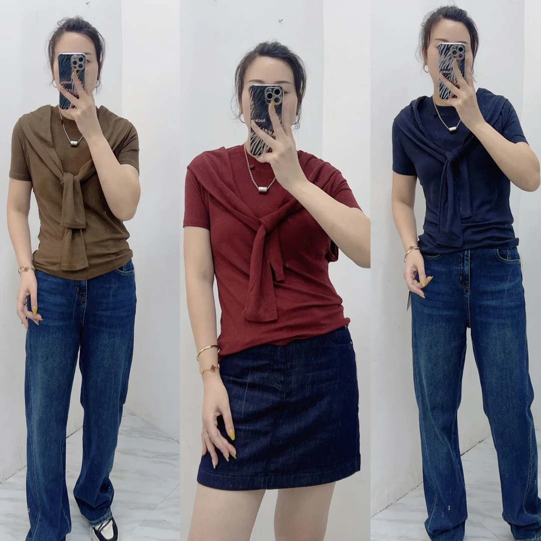莎姐家韩版时尚假两件显瘦T恤6622