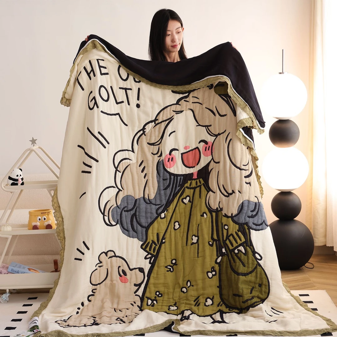 小巾匠四季通用十层精梳棉泡芙被加厚柔软被