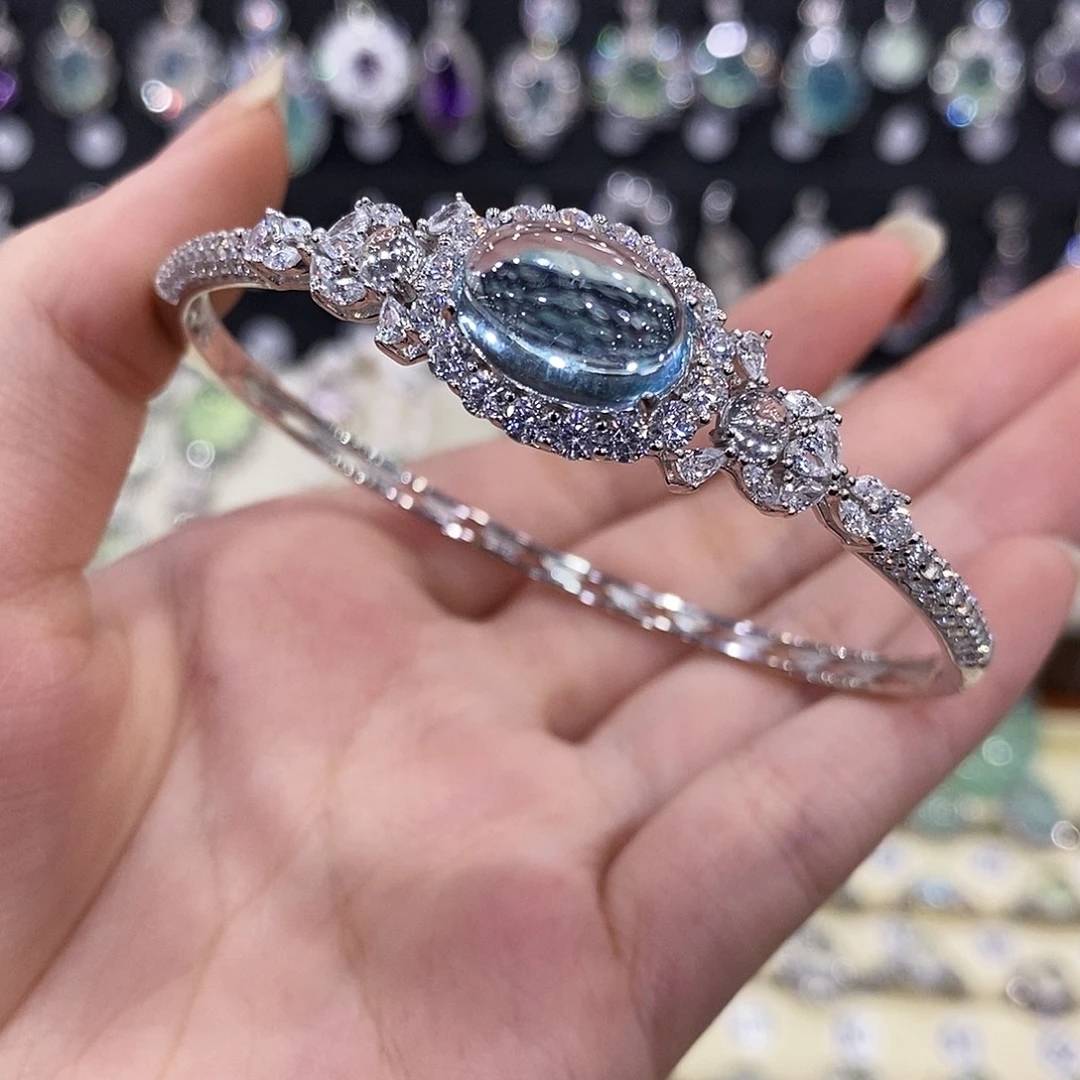 手镯银S925镶嵌托帕石