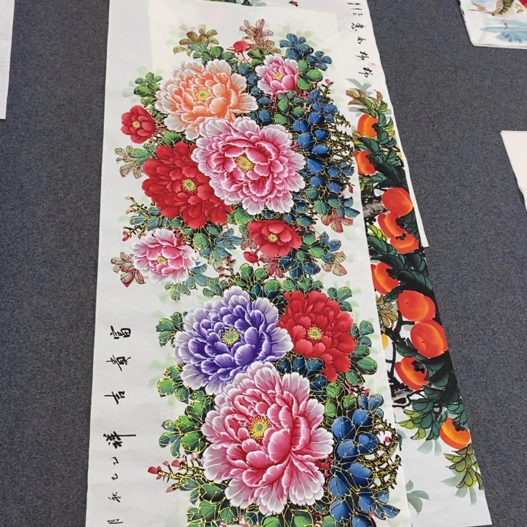国画汉****宿尺寸180✖️70小六尺手绘水晶牡丹