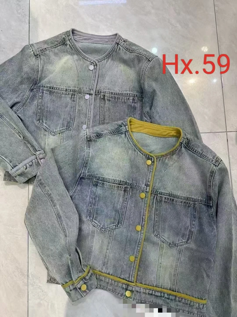 1816撞色圆领牛仔外套女欧洲站年早春新款韩版休闲百搭小个子夹克