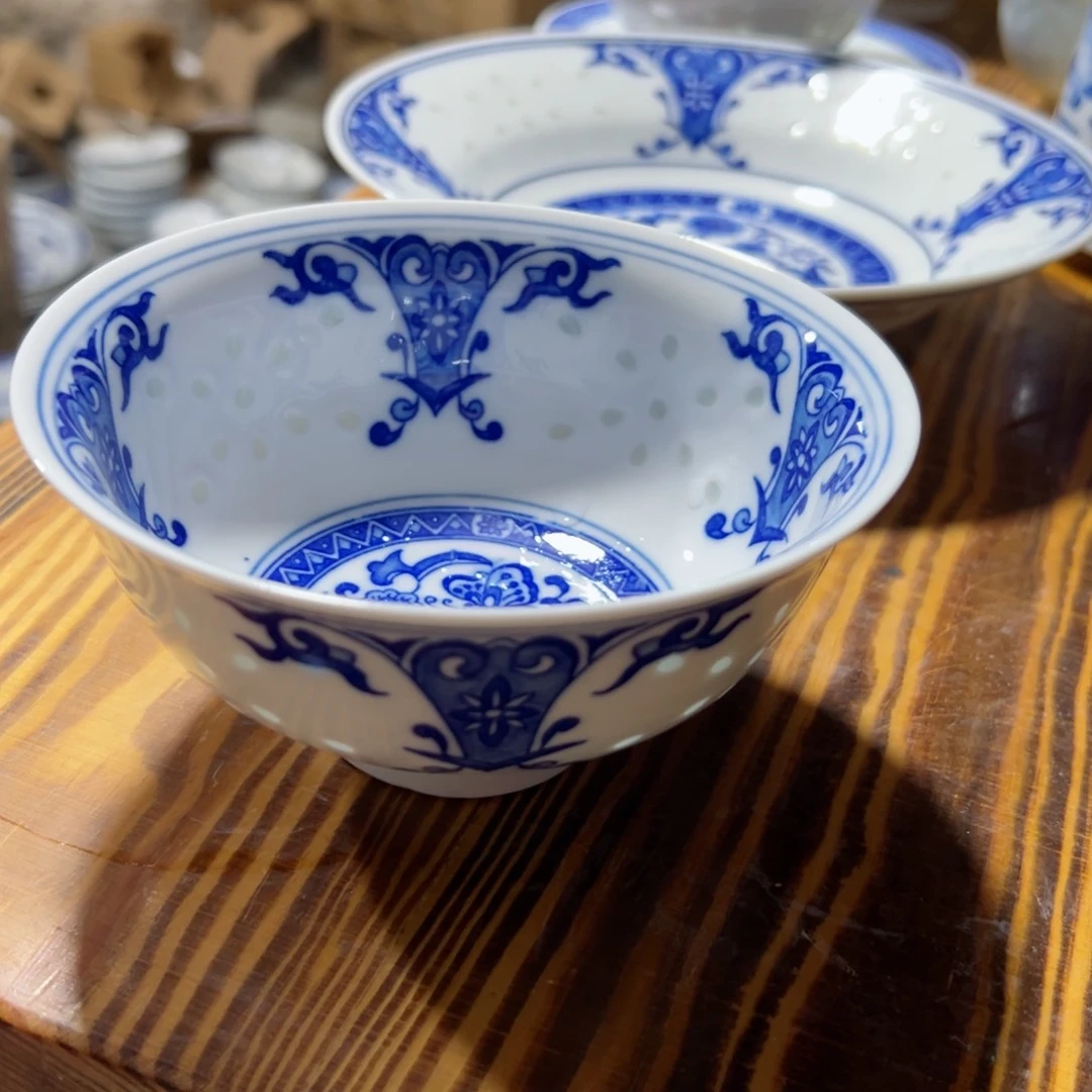 碗青花玲珑5寸蝶恋花饭碗