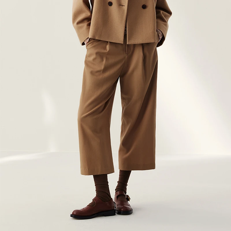 FLORA&AILEY【星线好物】羊毛廓形长裤F4521A0K150045