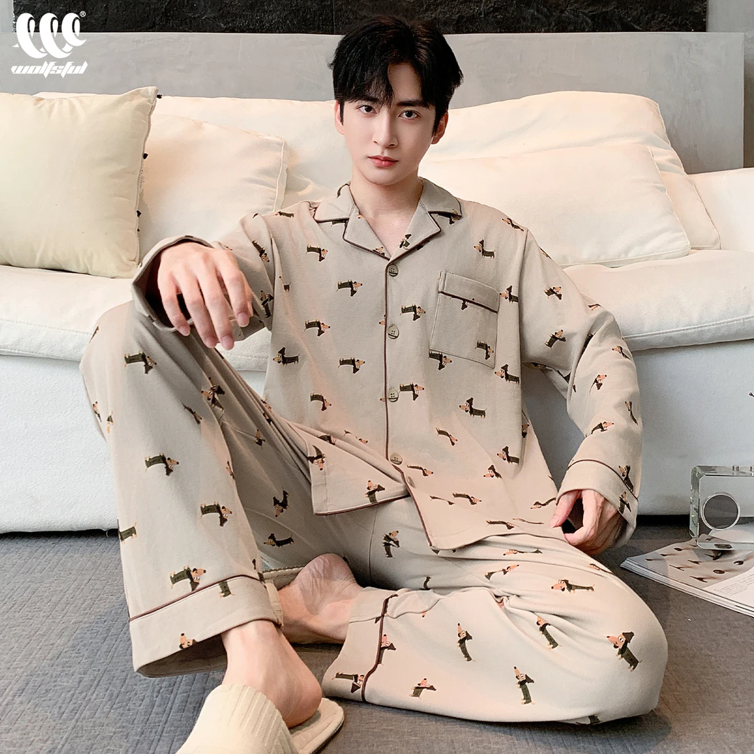 睡衣男春秋款纯棉长袖2025新款秋季可外穿家居服套装男士全棉薄款