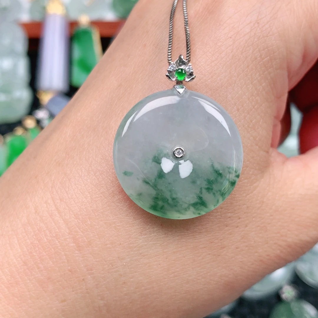 翡翠吊坠(不含链)18K金镶嵌