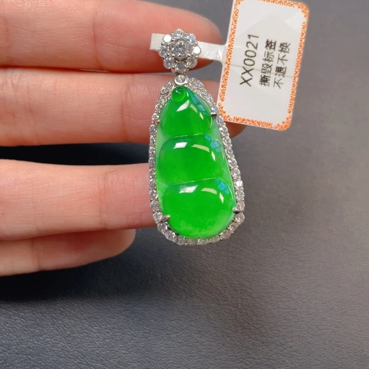 翡翠银S925镶嵌吊坠(不含链)