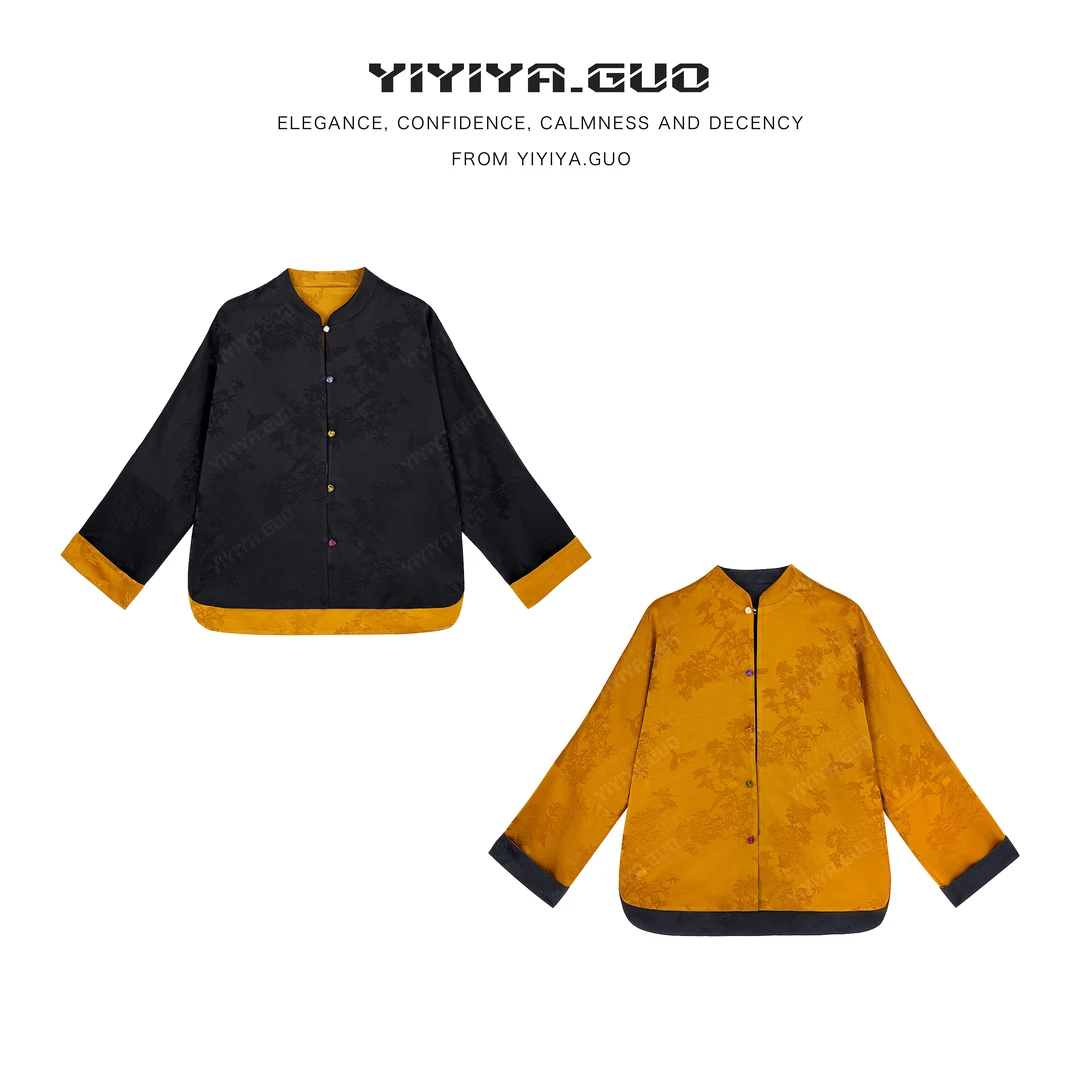 yiyiya.Guo艺艺吖【忆江南】秋冬新款双面穿开衫长袖外套2823SS52