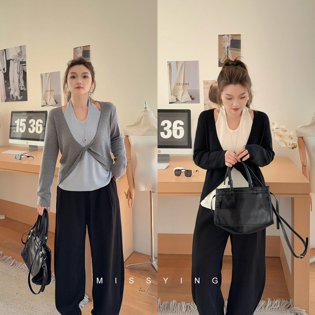 应小姐【碱水结】微胖大码女装韩系时尚气质显瘦百搭宽松针织毛衫