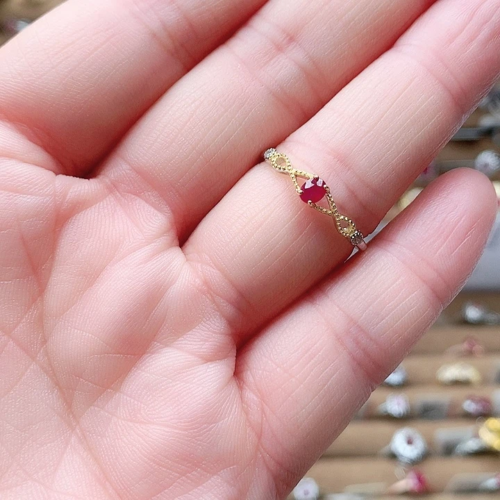 戒指红宝石银S925镶嵌