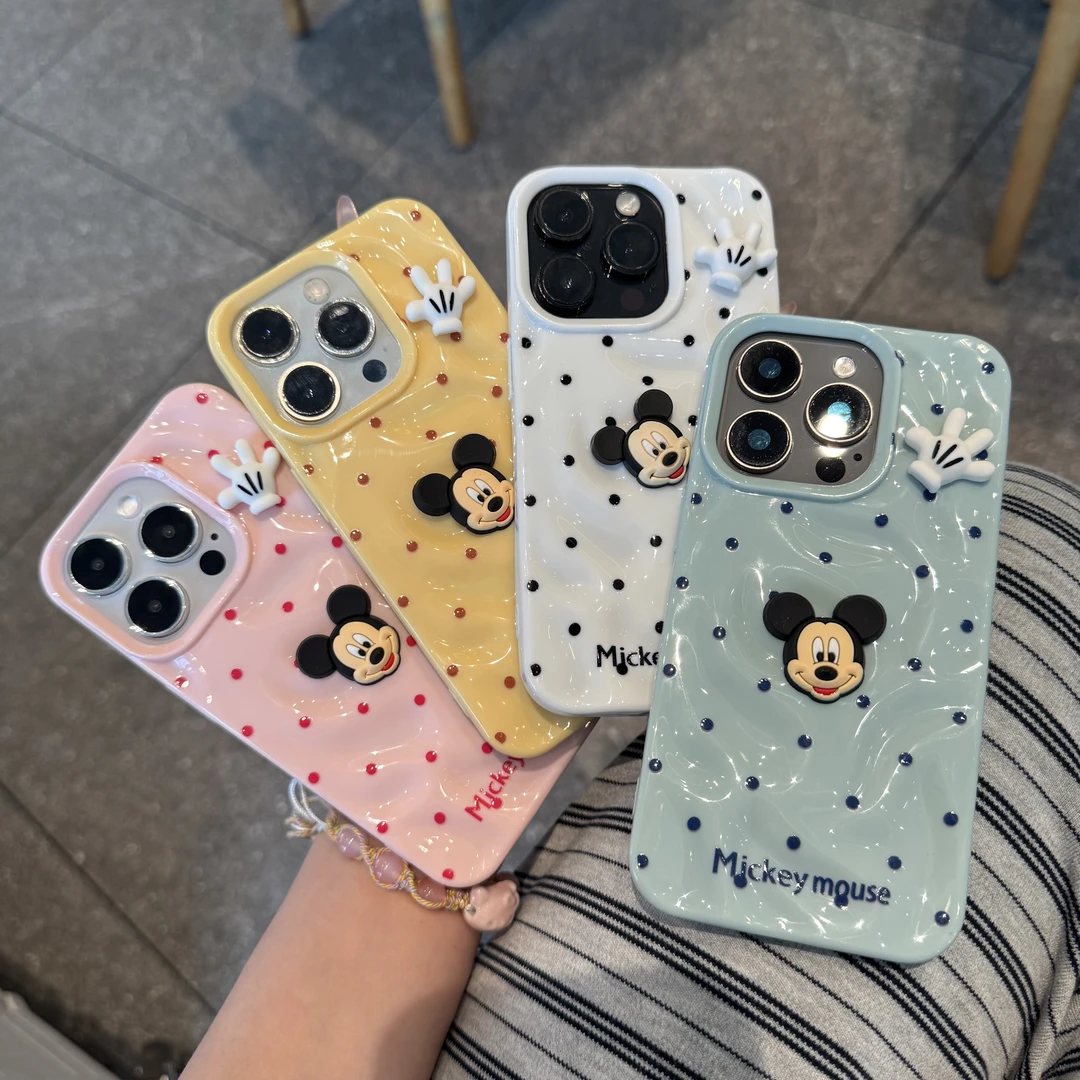 奥菲顿多巴胺波点米奇公仔适用iPhone16陨石纹15手机壳苹果13软14