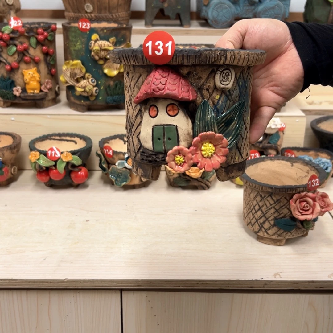 紫砂花盆131号内口13外高13
