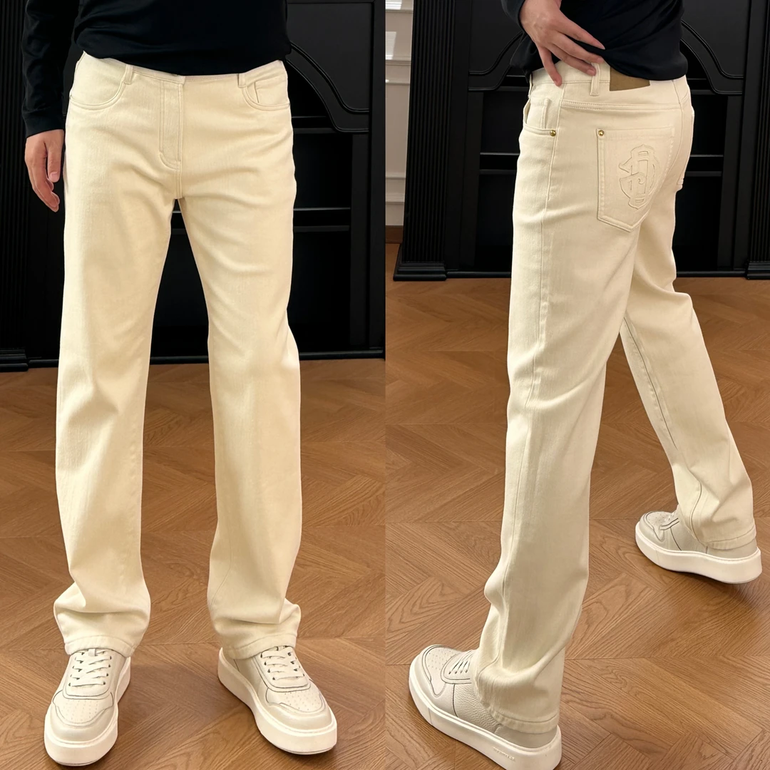 【裤子新品】60756男士秋冬“轻奢高定”简约百搭薄绒直筒牛仔裤