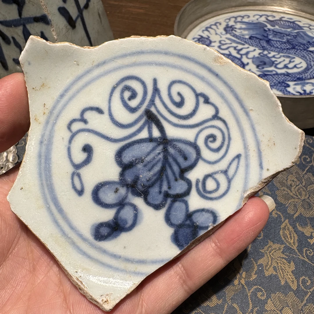 M青花多子葡萄瓷片标本学习收藏顺丰包邮