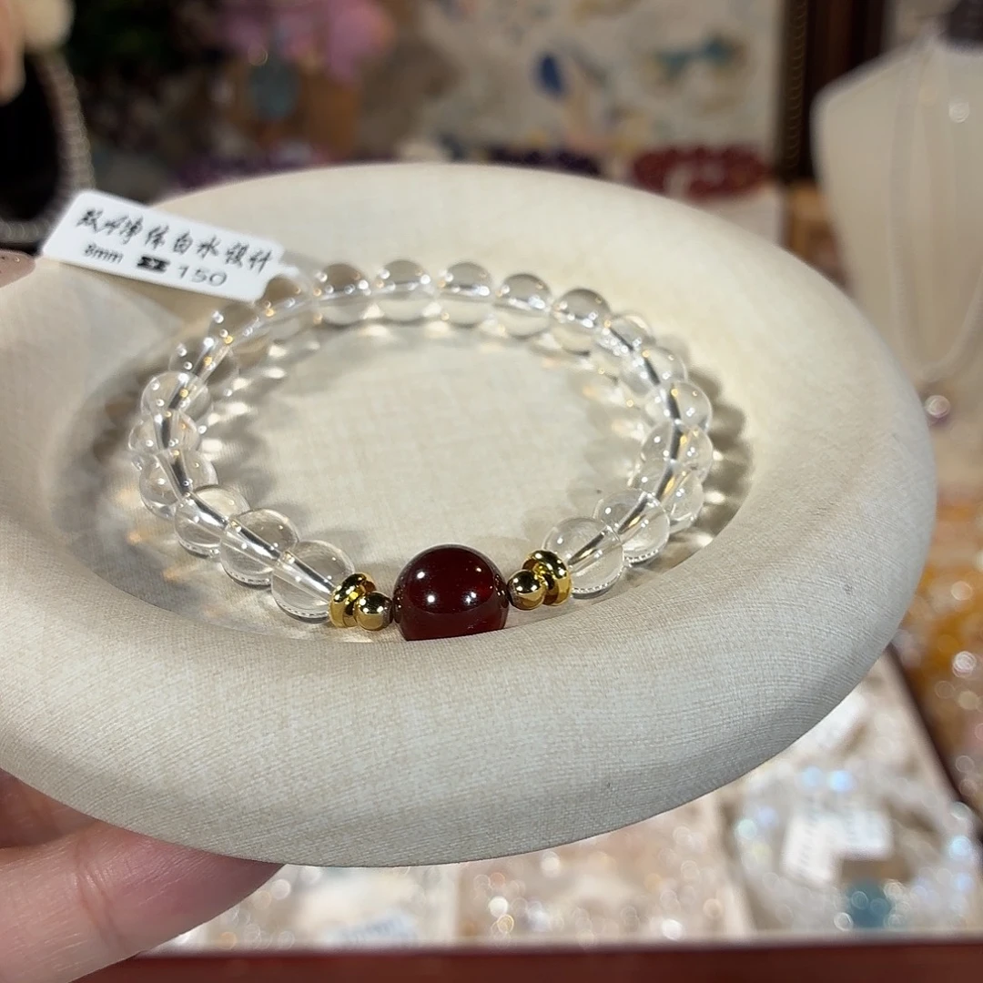 未镶嵌手链水晶净体白水石榴石设计款8+