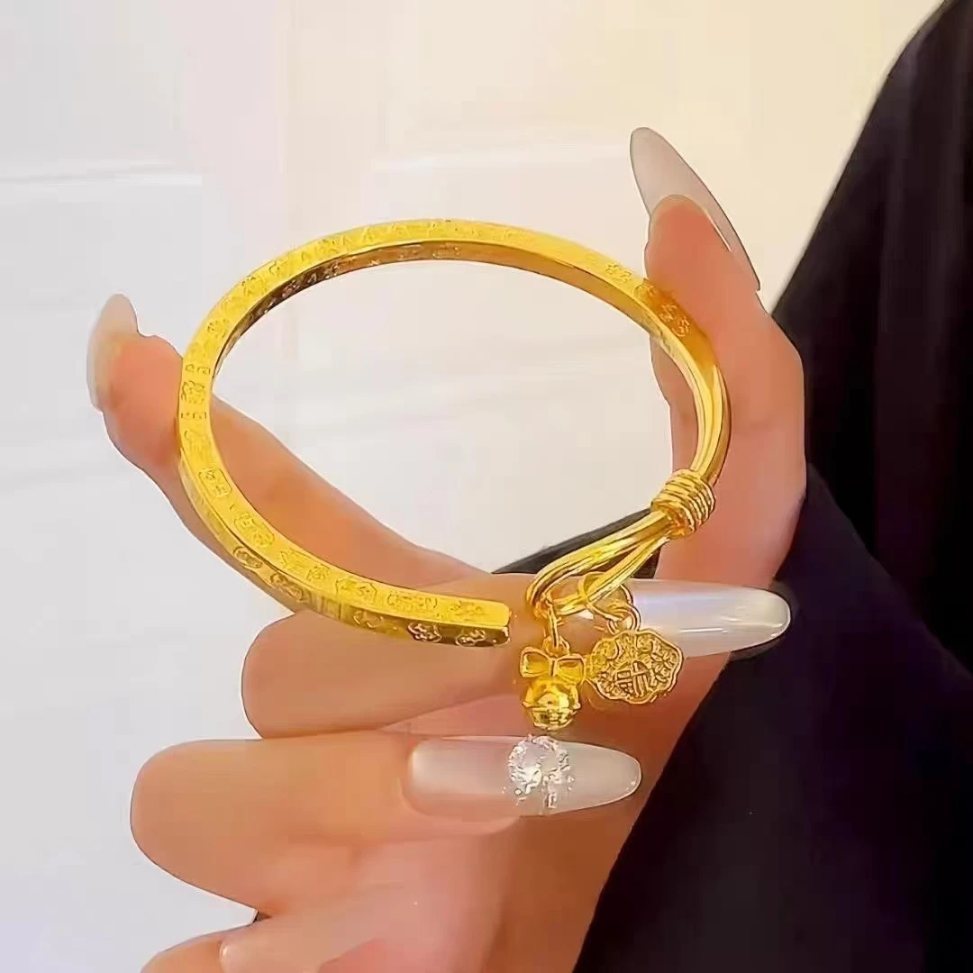 铜合金手镯 【新中式四方吉言开口手镯】时尚实心百搭轻奢简约手饰