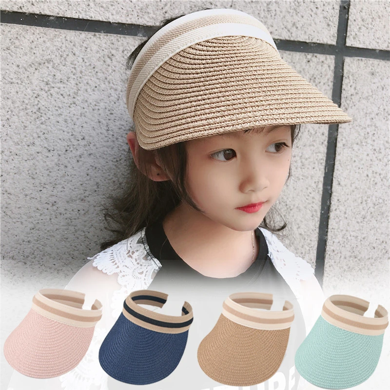 2025夏季遮脸女童鸭舌空顶帽女孩海边防晒遮阳防紫外线太阳草帽