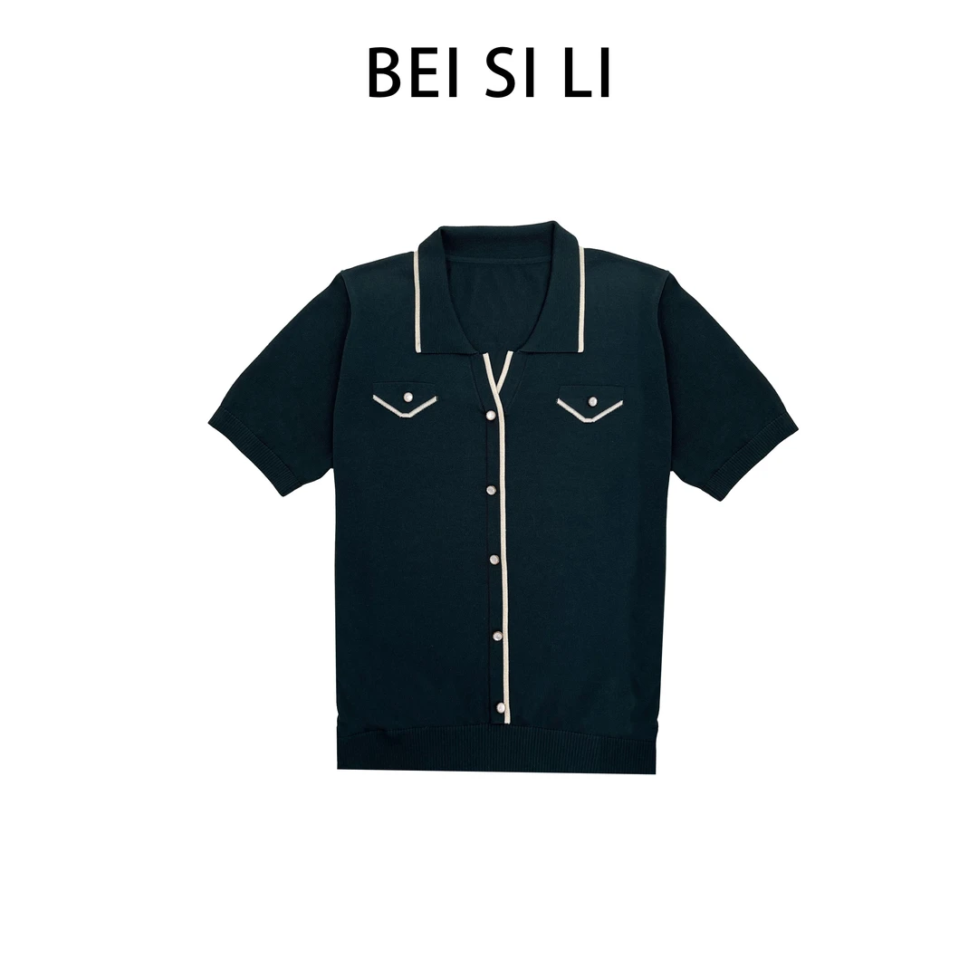 2025新款莱赛尔天丝针织小香风女时尚百搭短袖针织衫