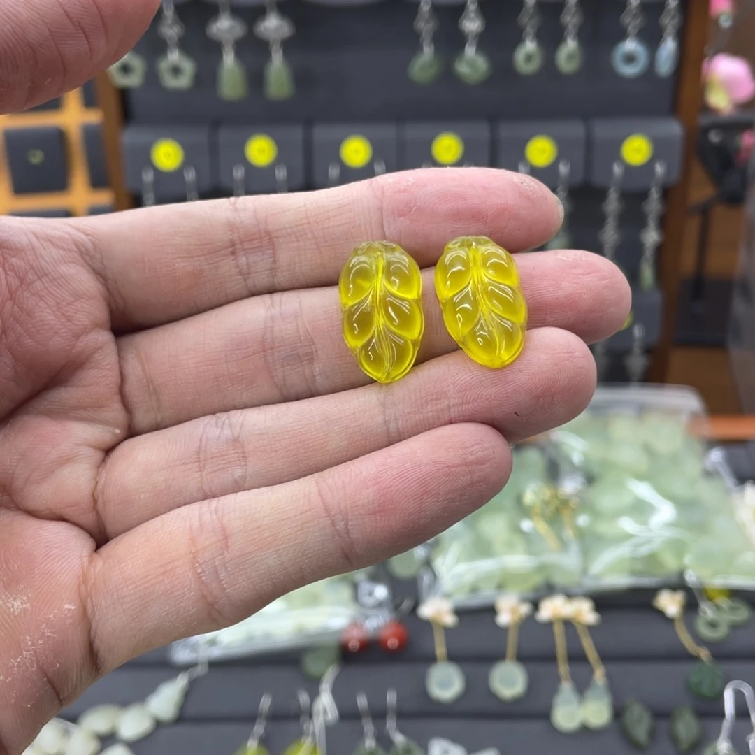 蛇纹石玉耳饰银S925镶嵌无****）
