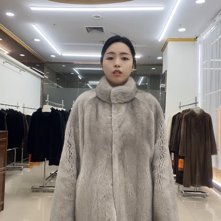 立领银蓝110衣长……