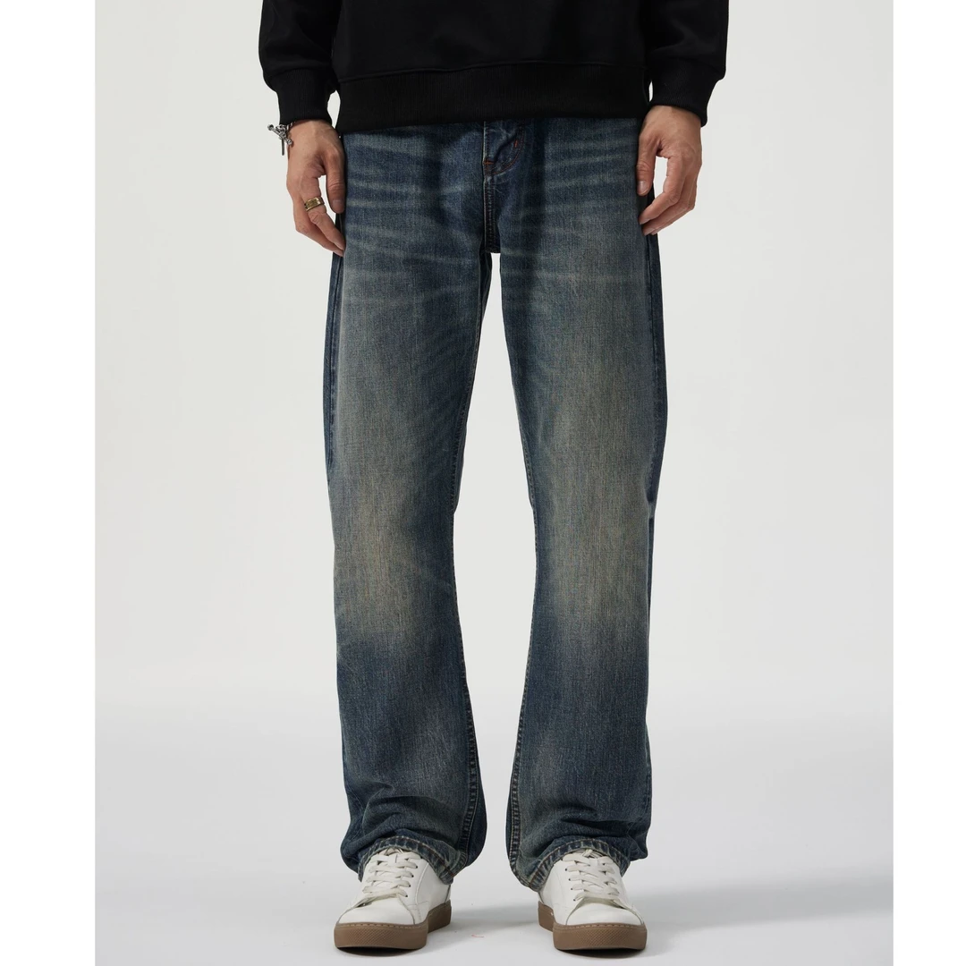 紫耀丹宁VG-020缎染七彩经纱13盎司宽松直筒美式复古特殊洗水工艺