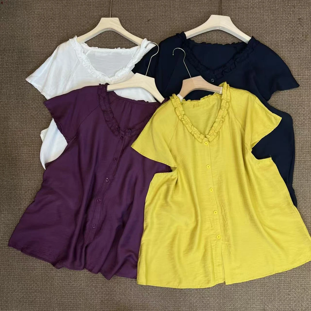 「身体高光」东东家*9546大码新款减龄飞飞袖百搭宽松显瘦短袖上衣