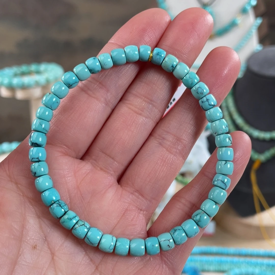 绿松石未镶嵌套链5.3精品直切手串