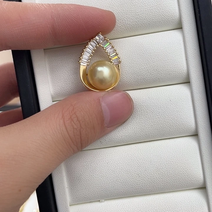 海水珍珠银S925镶嵌吊坠(不含链)