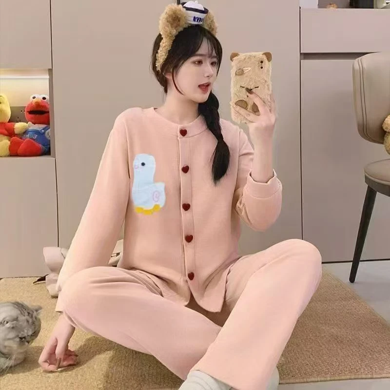 【加厚羊绒】秋冬季长袖长裤可外穿德绒双面德绒家居服宽松型家居服