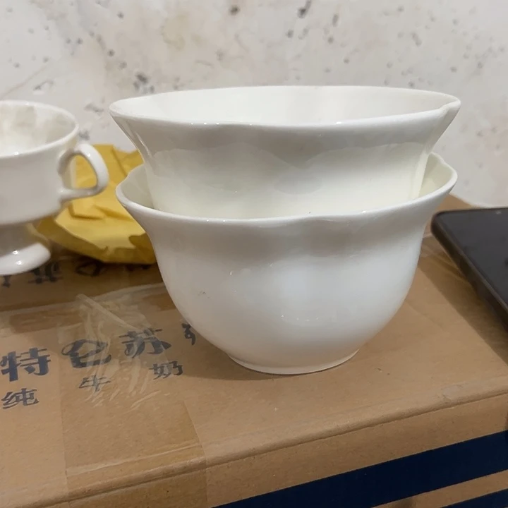 库存尾货骨瓷荷口碗一对口径14
