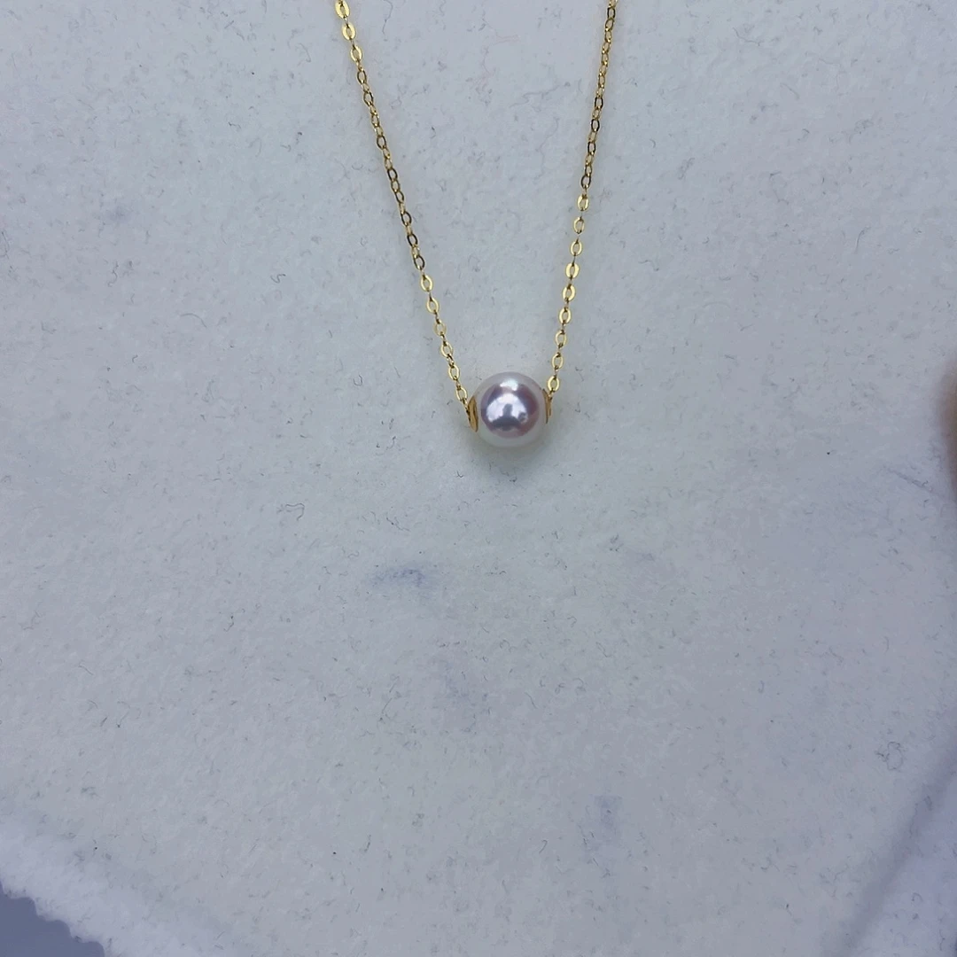 海水珍珠海水akoya路路通吊坠7-8mm18K金镶嵌