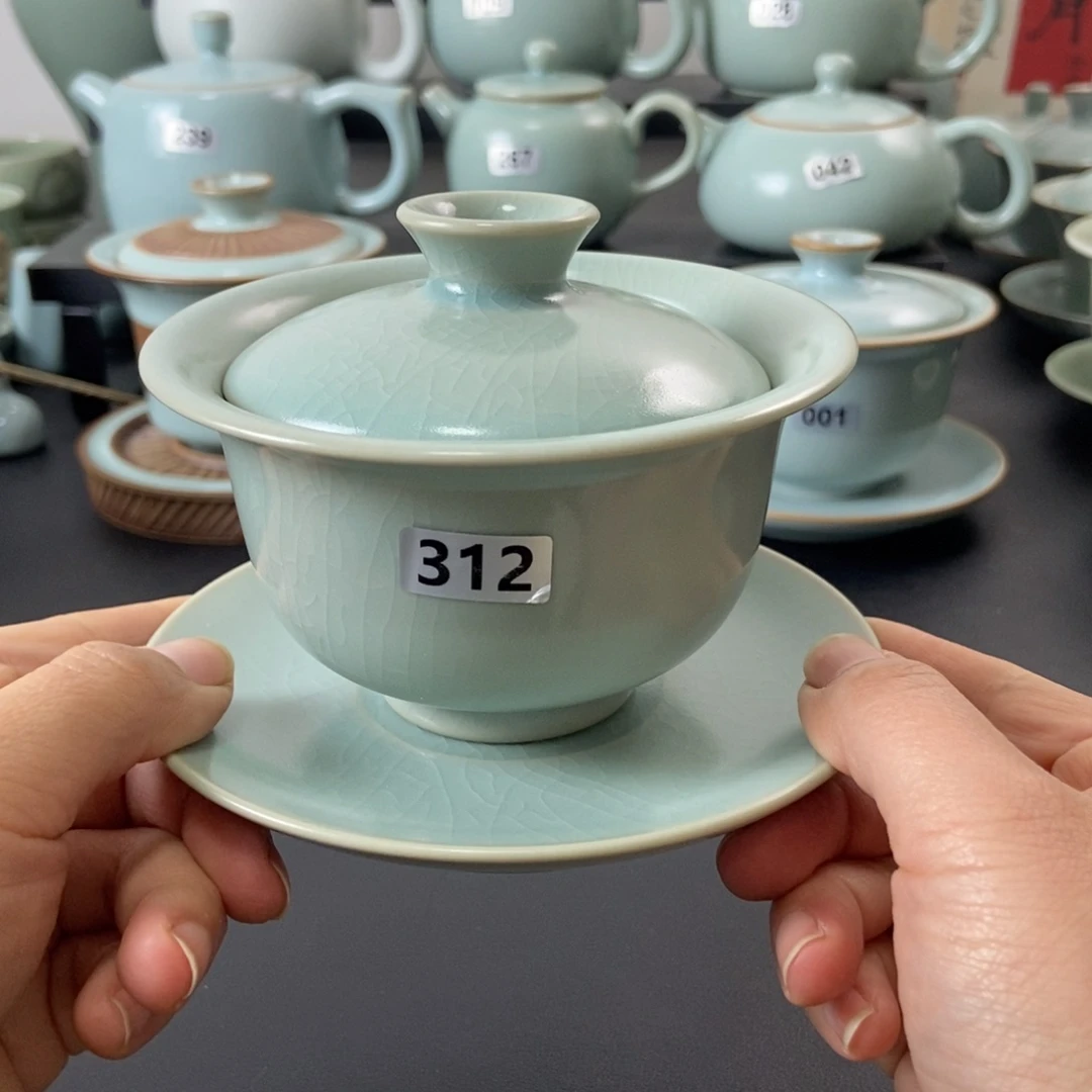 仿古釉水元宝盖碗