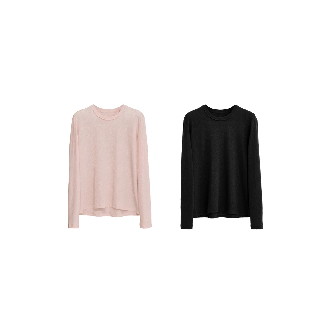 【大C严选】北欧单！天然亚麻澳棉混纺廓形长袖T恤~