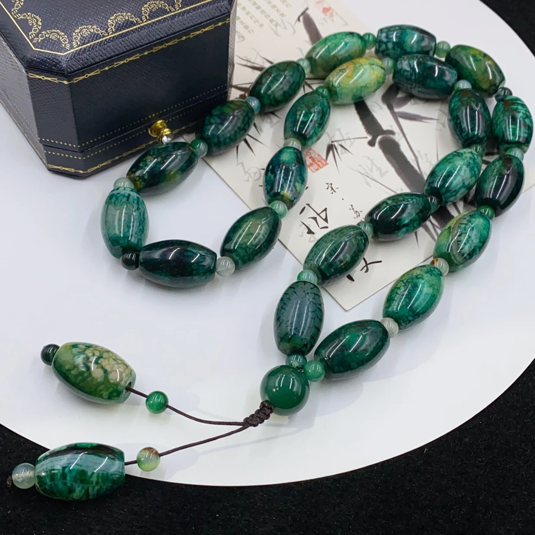 4027  深绿色椭圆珠珠项链时尚百搭多样性发货