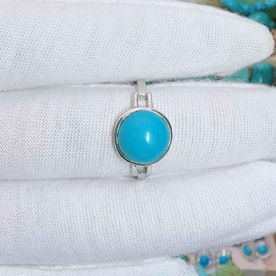 绿松石银S925镶嵌戒指