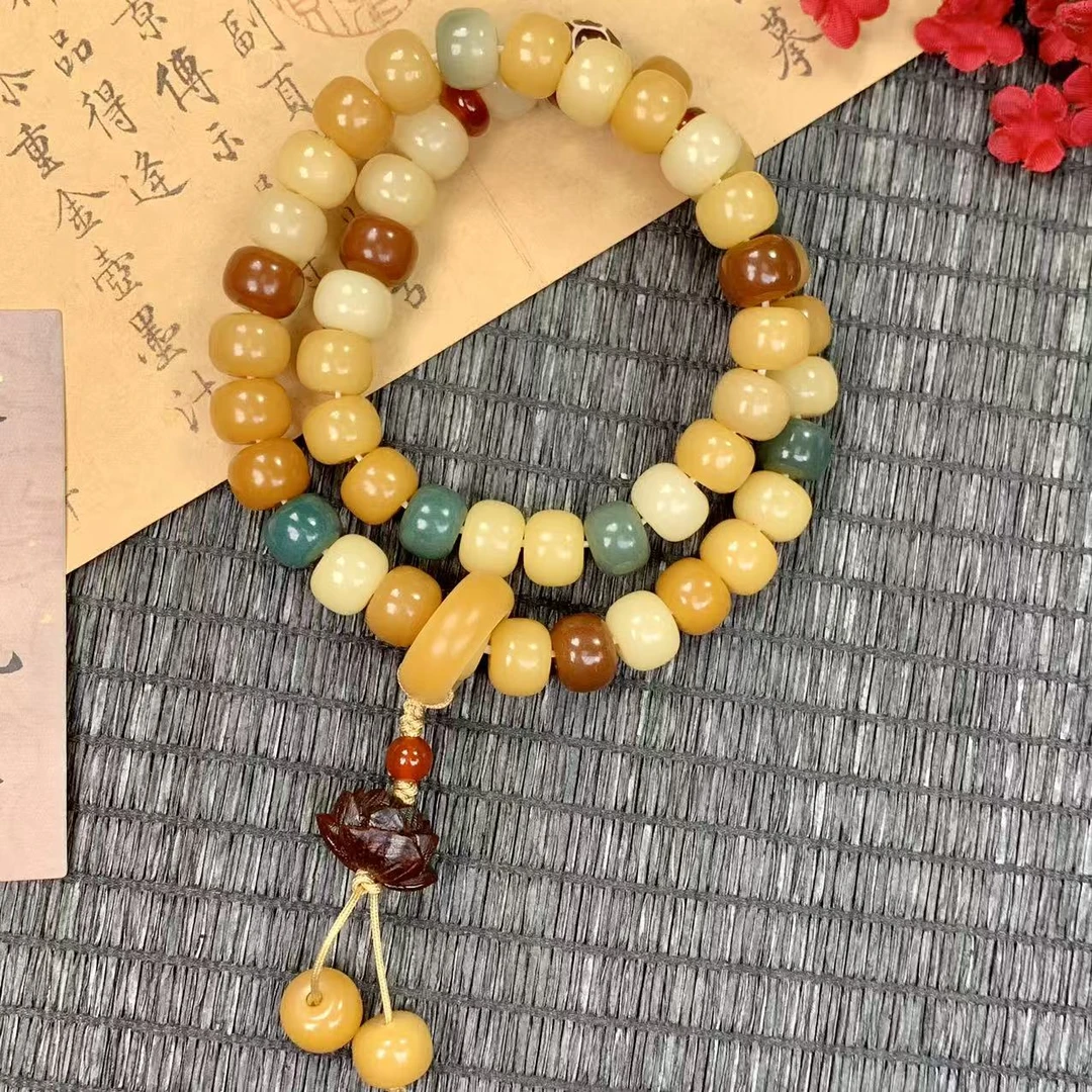 清秋 莲花双圈菩提根手串