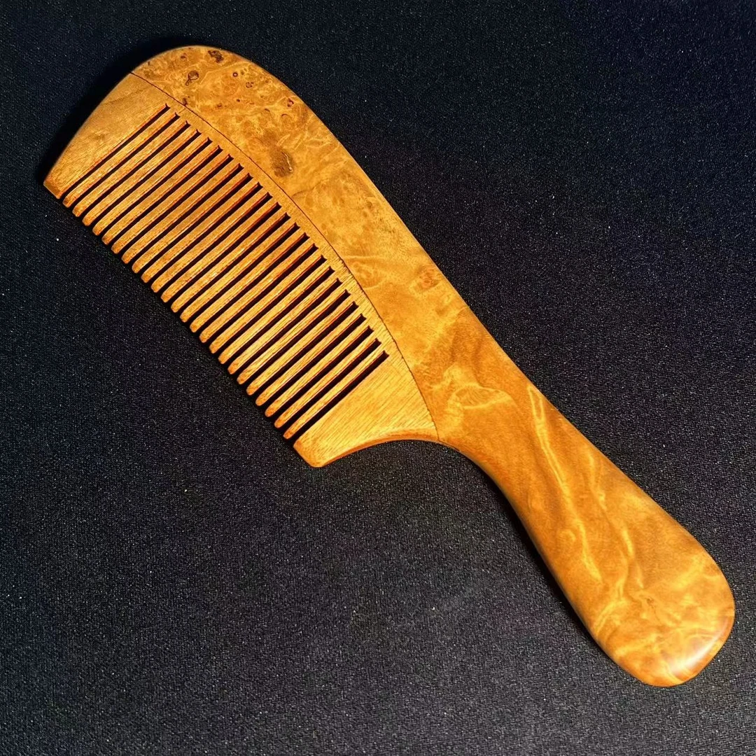 金丝楠特纹卡榫长柄梳子木梳子 尺寸：18*5cm JZ132