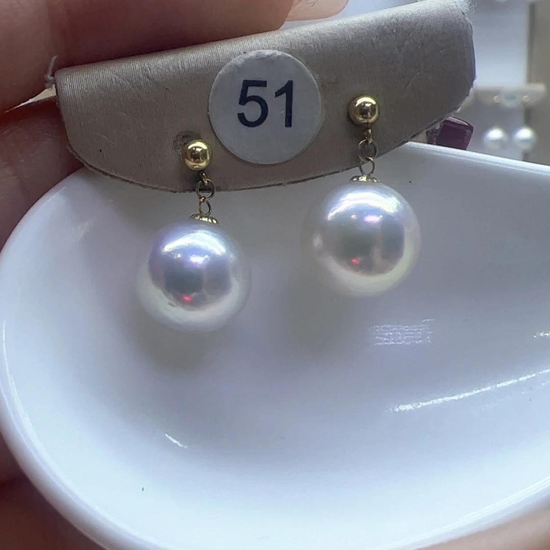 淡水珍珠耳饰18K金镶嵌